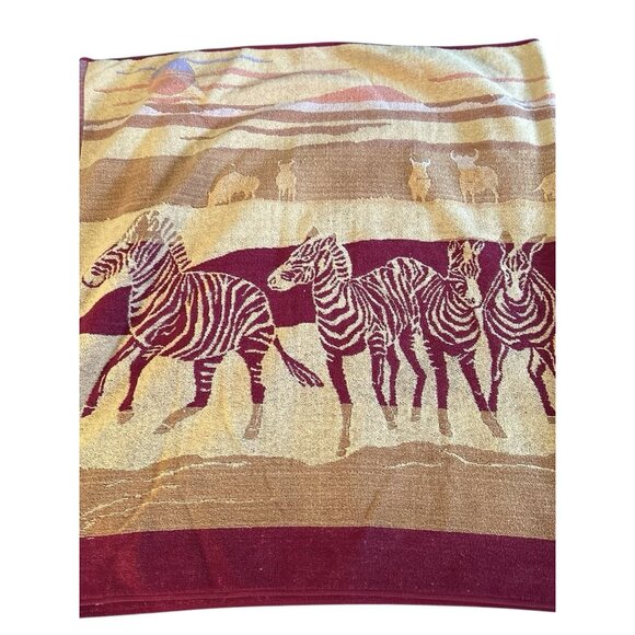 Beach Towel Body Towel SAFARI Giraffe Zebra Saydah Vintage 100% Cotton 56" x 30" - Picture 2 of 10